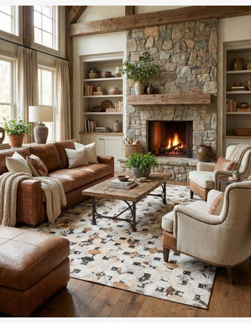 5' x 8' Cowhide Leather Rug
