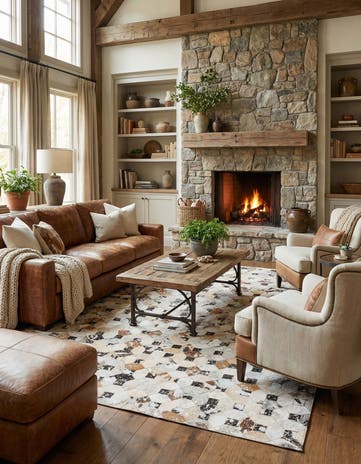 5' x 8' Cowhide Leather Rug