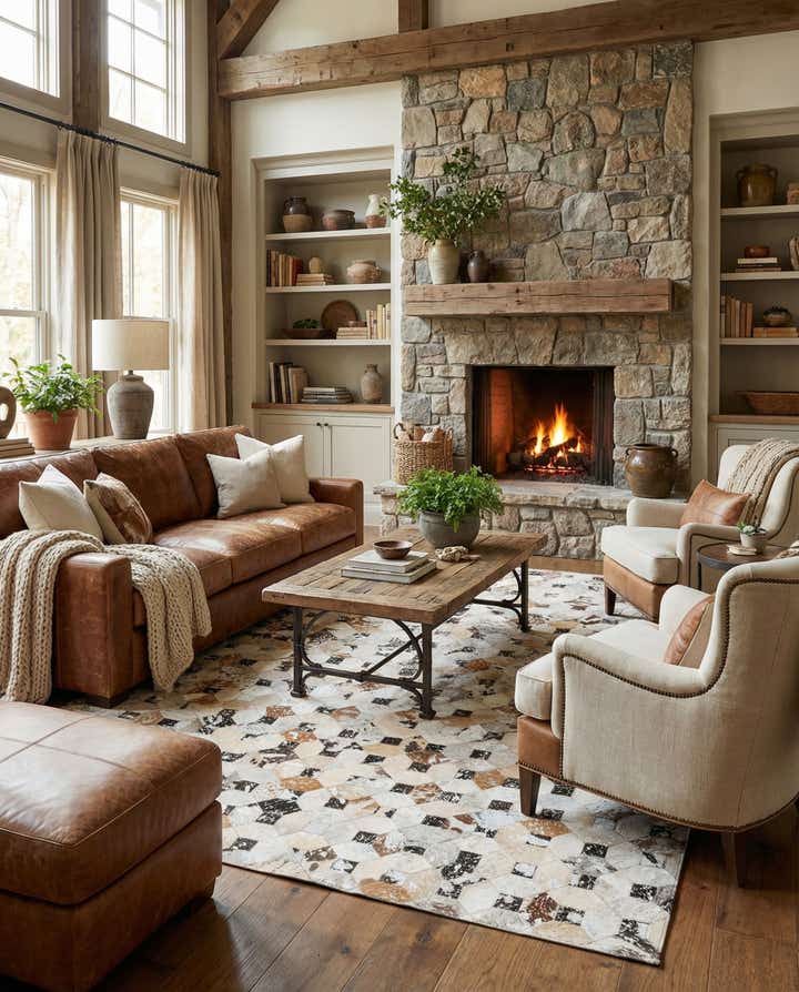 5' x 8' Cowhide Leather Rug