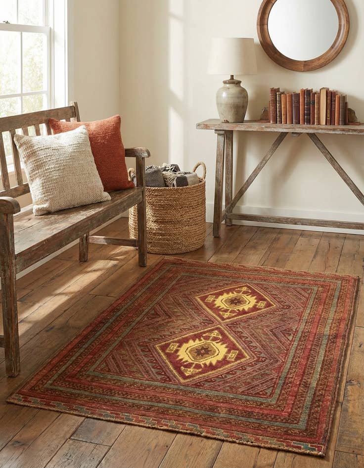 Detail image of 2' 9 x 3' 10  Hand Knotted Sumak Wool Rug