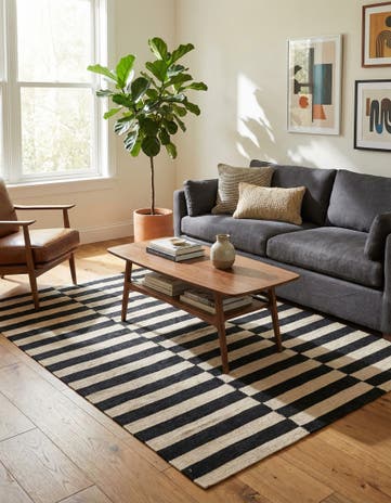 4' 4 x 5' 9 Hand Woven Kilim Modern Wool Rug
