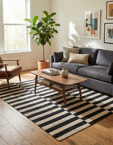 4' 4 x 5' 9 Hand Woven Kilim Modern Wool Rug