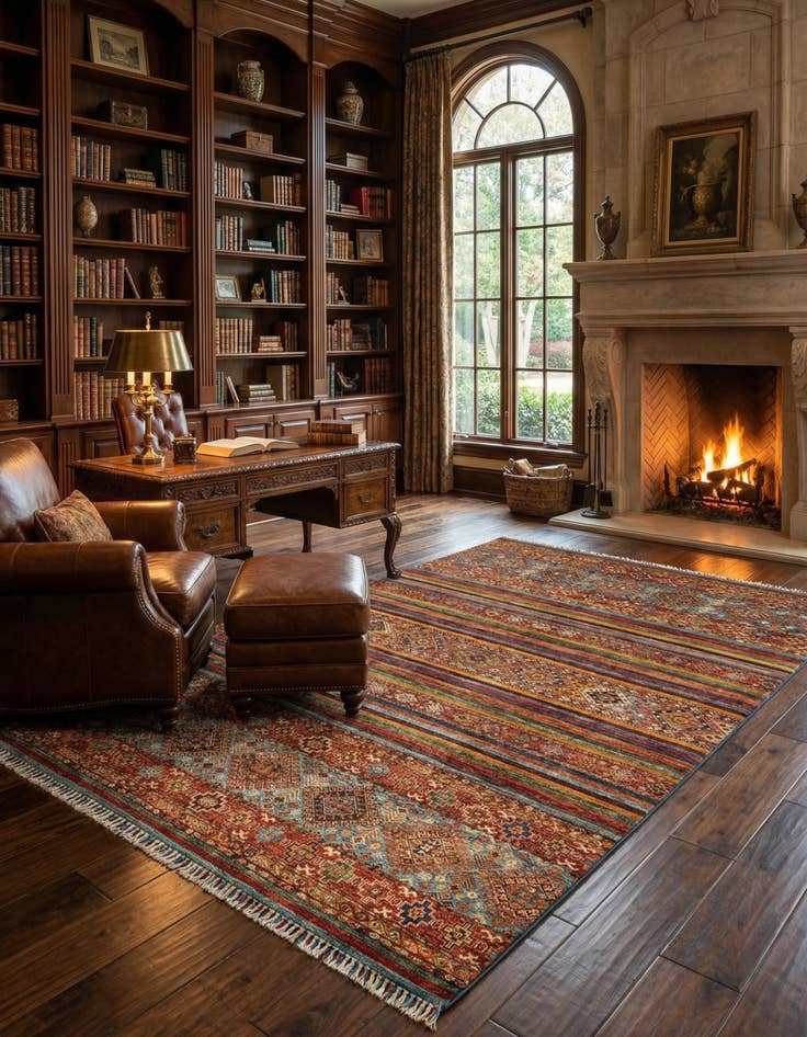 Detail image of  5' 11 x 9' Torkman Wool Rug