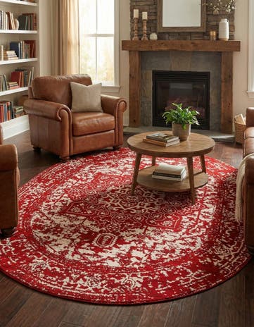 Red Arlington Oval Rug
