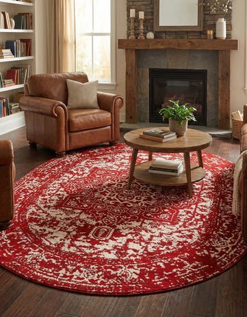Red Arlington Oval Rug