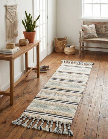 Aquamarine Hand Woven Arizona Wool Runner Rug