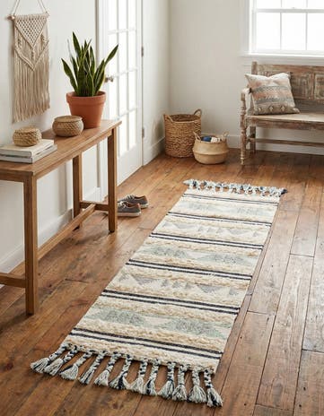 Aquamarine Hand Woven Arizona Wool Runner Rug