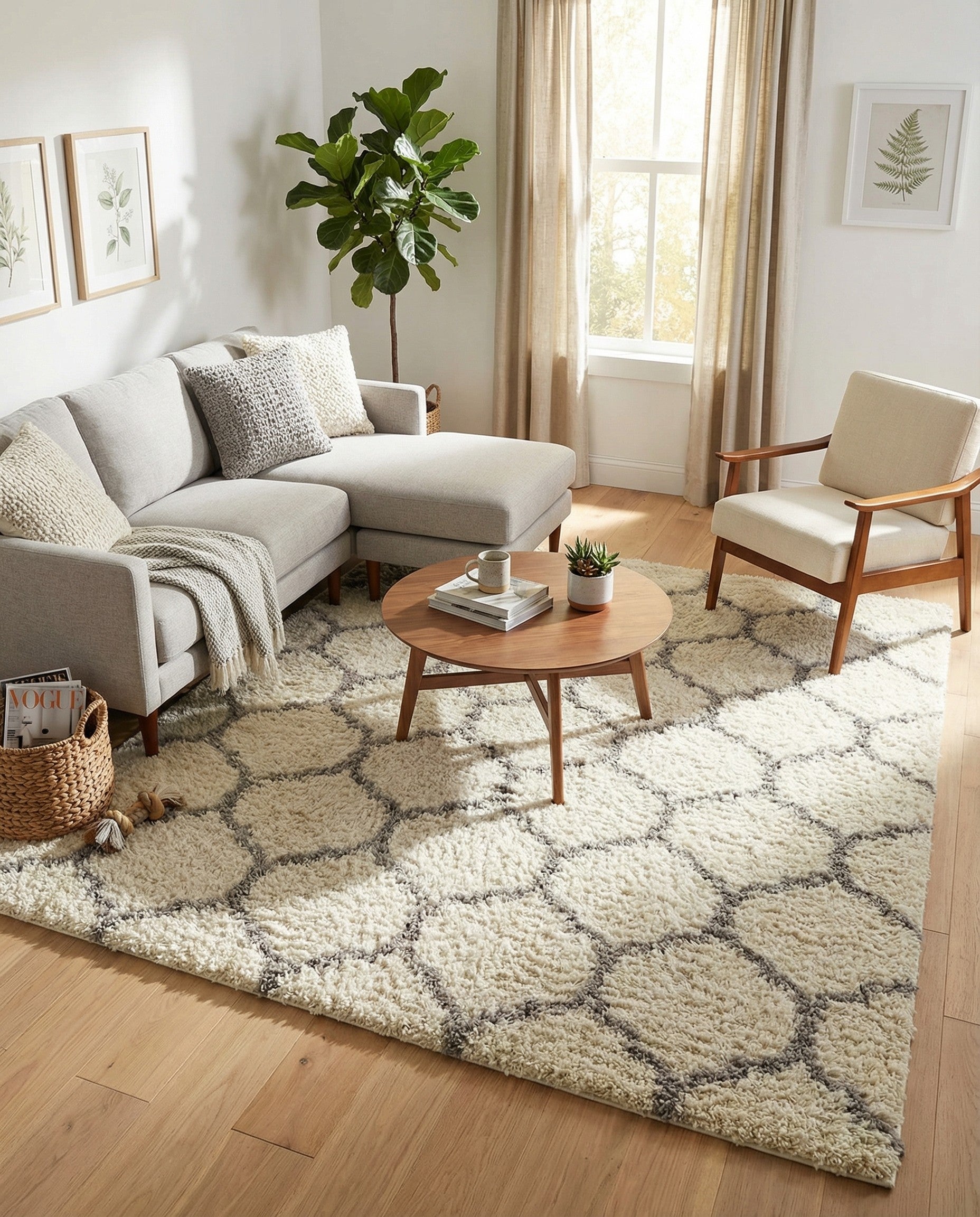  6' x 6' Lattice Shag Square Rug