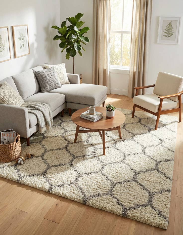 Detail image of  6' x 6' Lattice Shag Square Rug