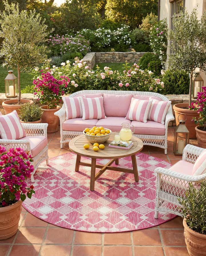 10' x 10' Easy-Clean Trellis Indoor / Outdoor Round Rug
