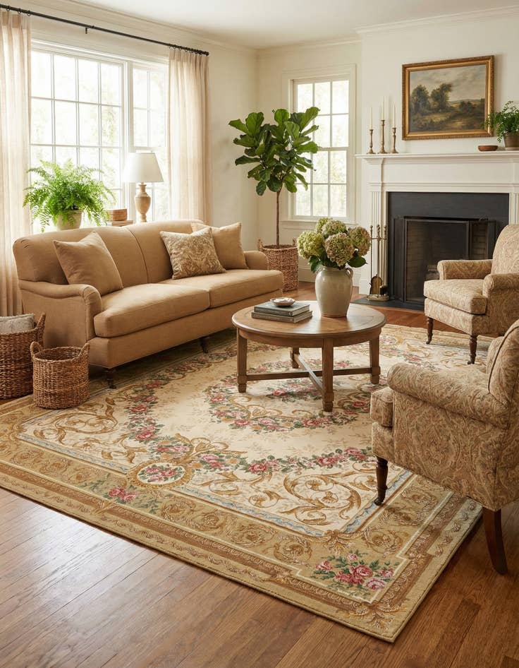 Detail image of  7' 10 x 10'  Washable Traditional Indoor / Outdoor Rug