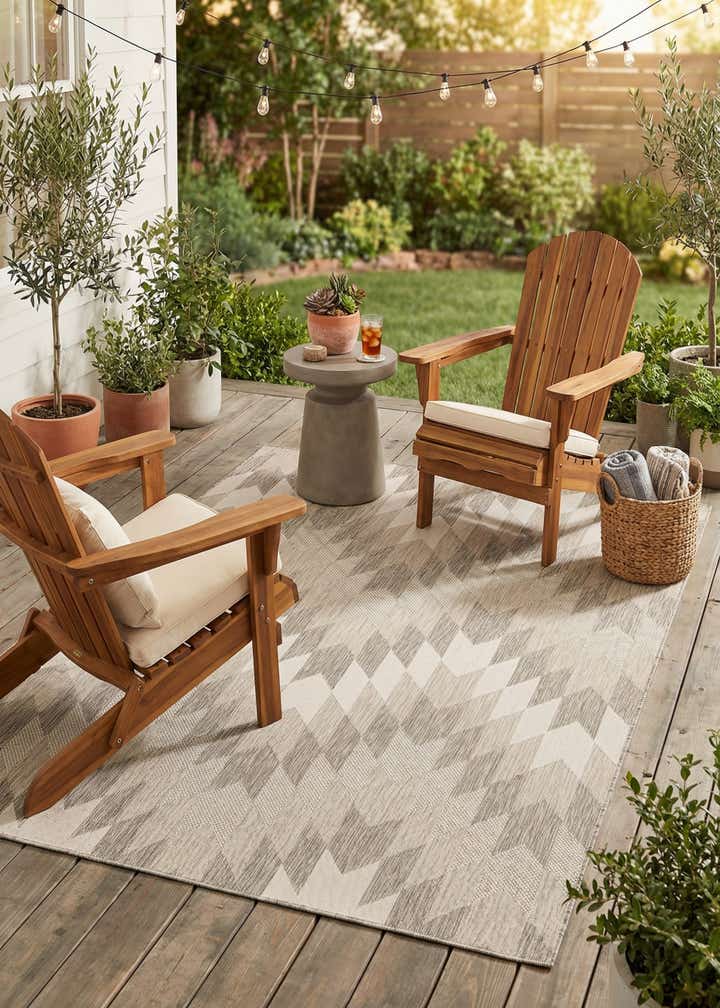 7' 10 x 10' Easy-Clean Modern Indoor / Outdoor Rug