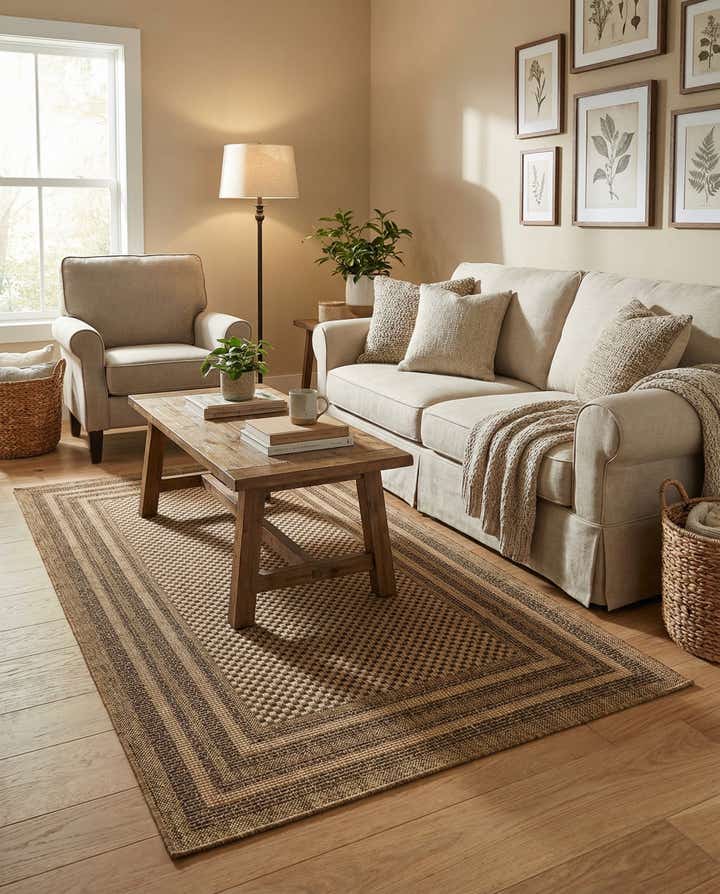 4' x 6' Easy-Clean Border Indoor / Outdoor Rug