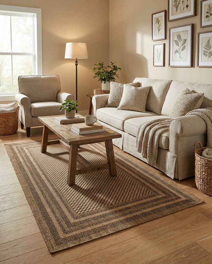 Detail image of 4' x 6' Easy-Clean Border Indoor / Outdoor Rug