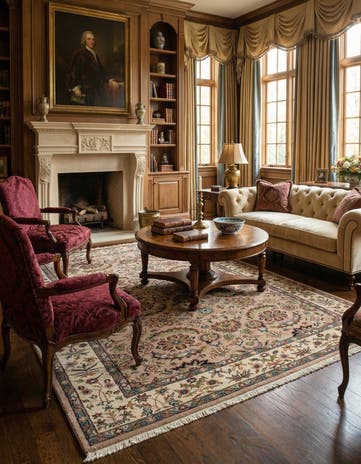 6' 6 x 10' 2 Hand Knotted Sarough Wool Rug