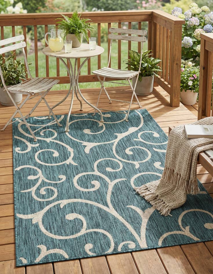 Detail image of 4' x 6' Easy-Clean Botanical Indoor / Outdoor Rug