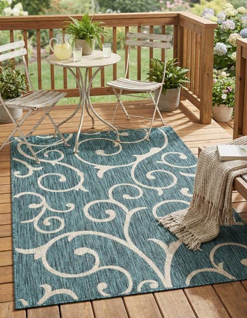 4' x 6' Easy-Clean Botanical Indoor / Outdoor Rug