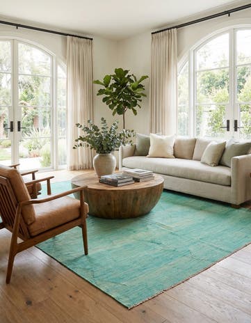 6' 5 x 9' 9 Hand Woven Kilim Modern Wool Rug