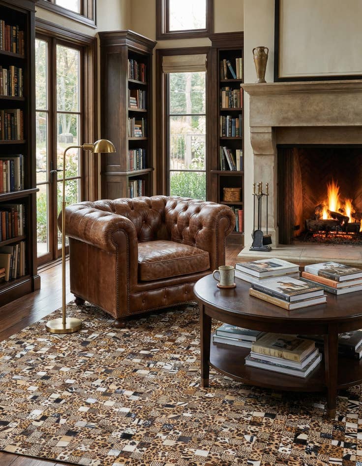Detail image of 8' x 10' Cowhide Leather Rug
