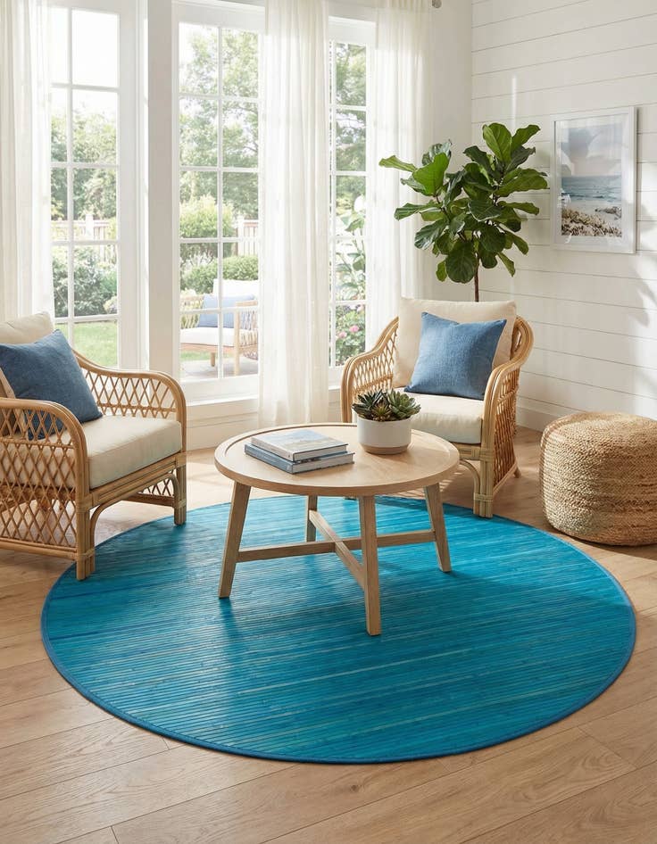 Detail image of  7' x 7' Bamboo Round Rug