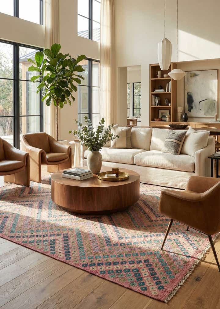 9' x 9' 3 Hand Woven Kilim Modern Wool Square Rug