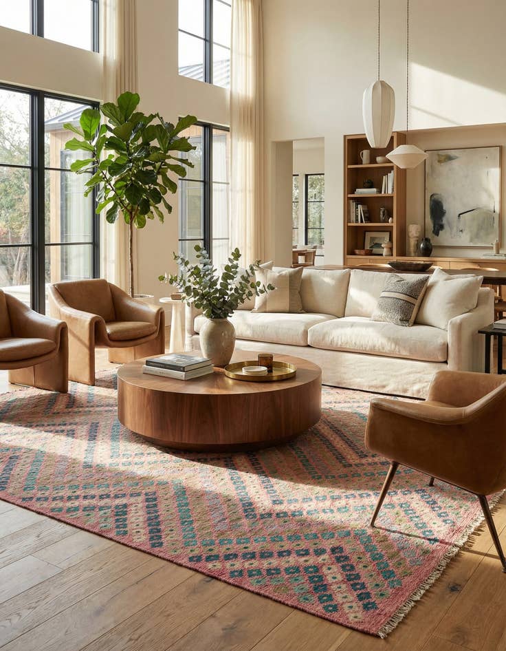 Detail image of 9' x 9' 3 Hand Woven Kilim Modern Wool Square Rug