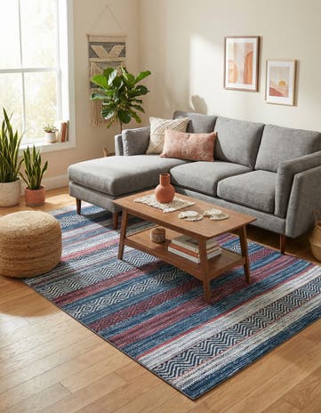 Navy Blue Washable Yara Rug