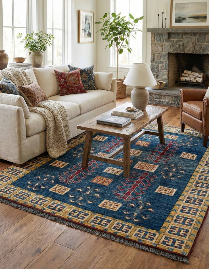 Detail image of 6' 6 x 6' 8  Hand Knotted Kazak Wool Square Rug