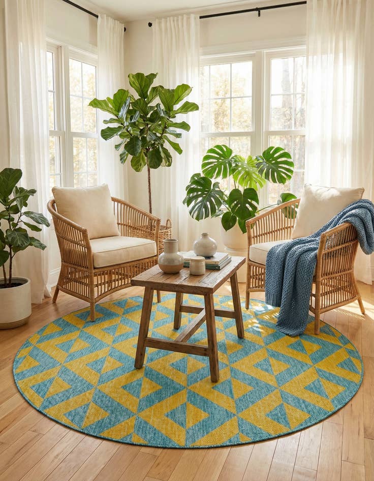 Detail image of 6' 7 x 6' 7  Washable Jill Zarin Napa Indoor / Outdoor Round Rug