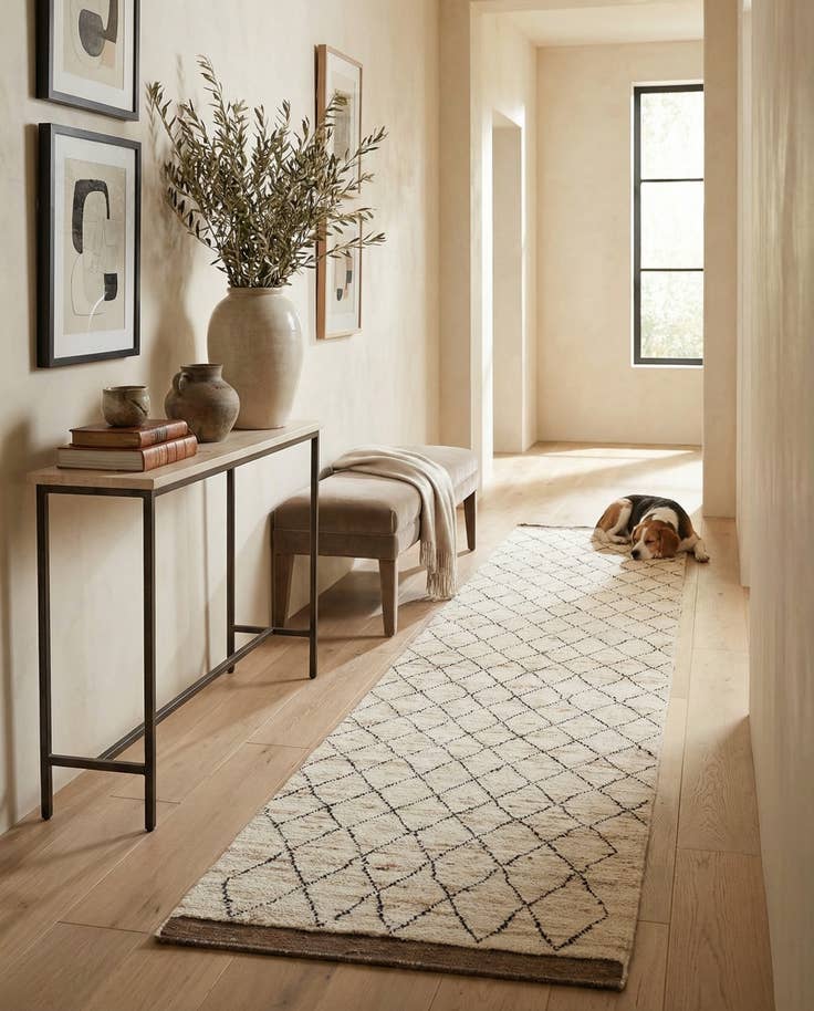 Detail image of 3' 2 x 15' 10 Hand Knotted Moroccan Wool Runner Rug