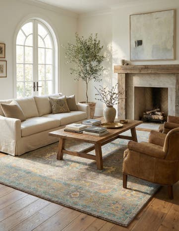 7' 10 x 9' 10 Hand Knotted Oushak Rug