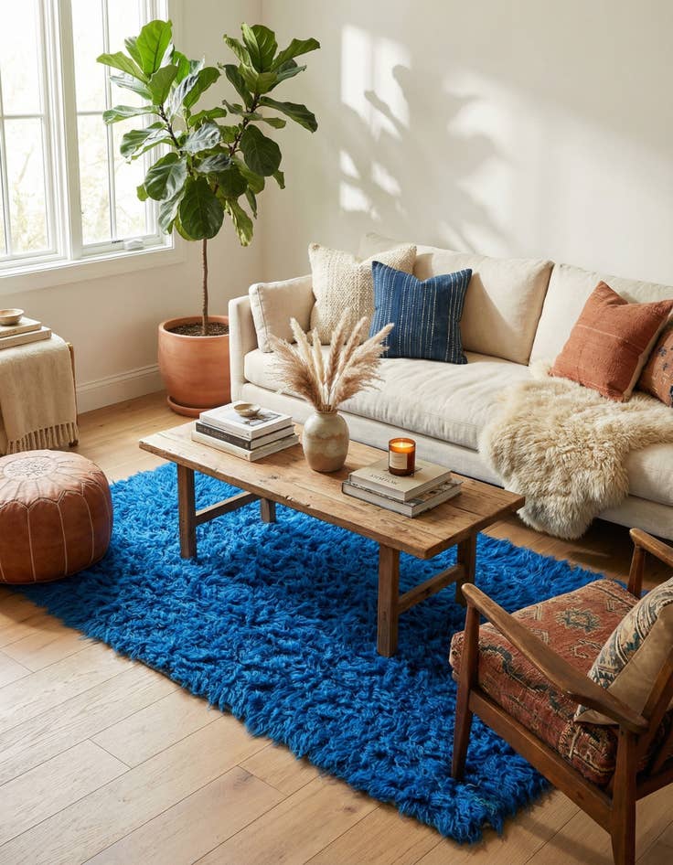 Detail image of  2' 4 x 4' 7  Hand Knotted Moroccan Wool Rug