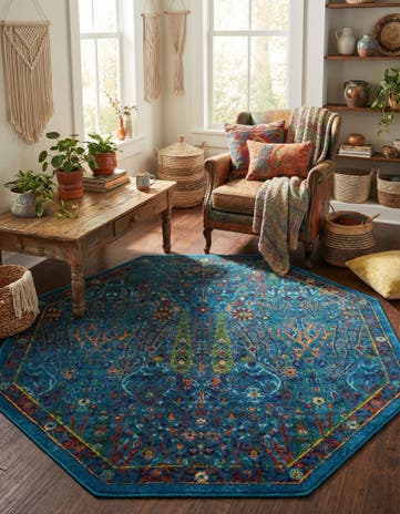 Navy Blue Calypso Octagon Rug