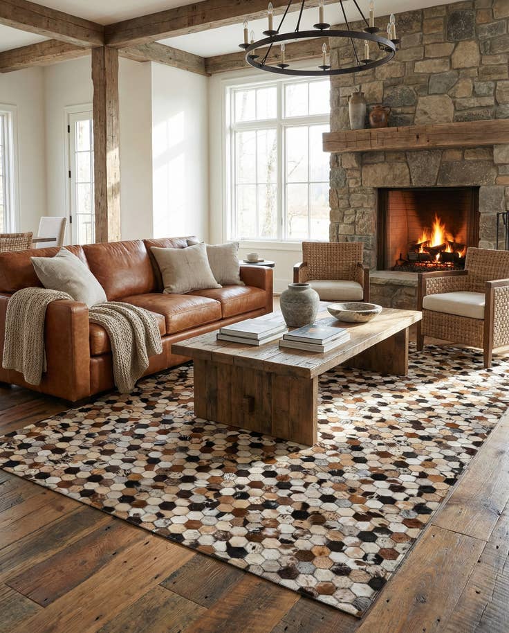 Detail image of 5' x 7' 11 Cowhide - Patchwork Rug