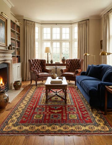 5' 8 x 9' 1 Hand Knotted Kazak Rug