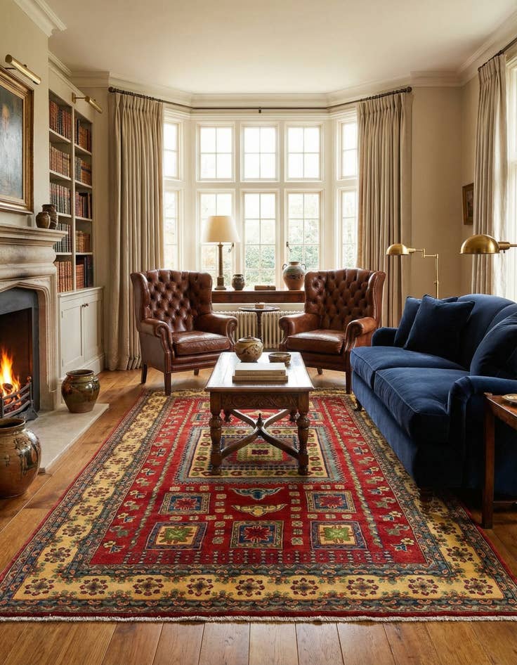 Detail image of  5' 8 x 9' 1  Hand Knotted Kazak Rug