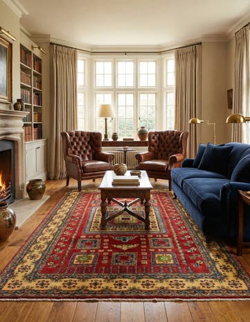 5' 8 x 9' 1 Hand Knotted Kazak Rug