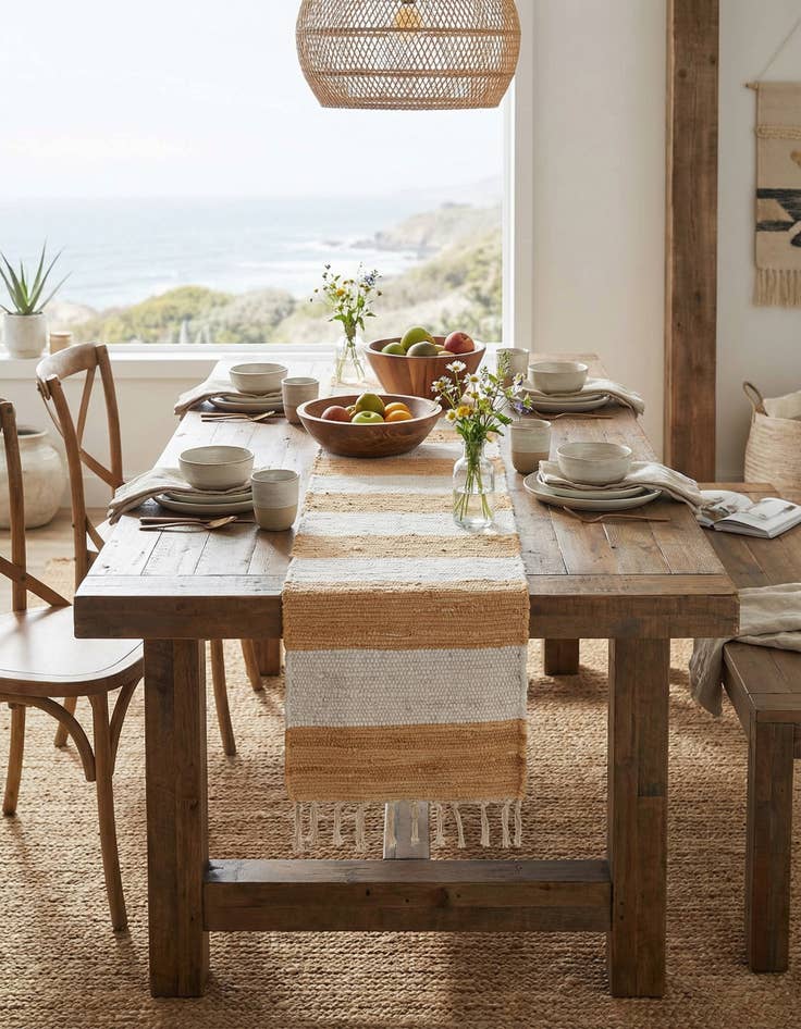 Detail image of  1' 2 x 8'  Hand Woven Chindi Rag Table Runner Rug