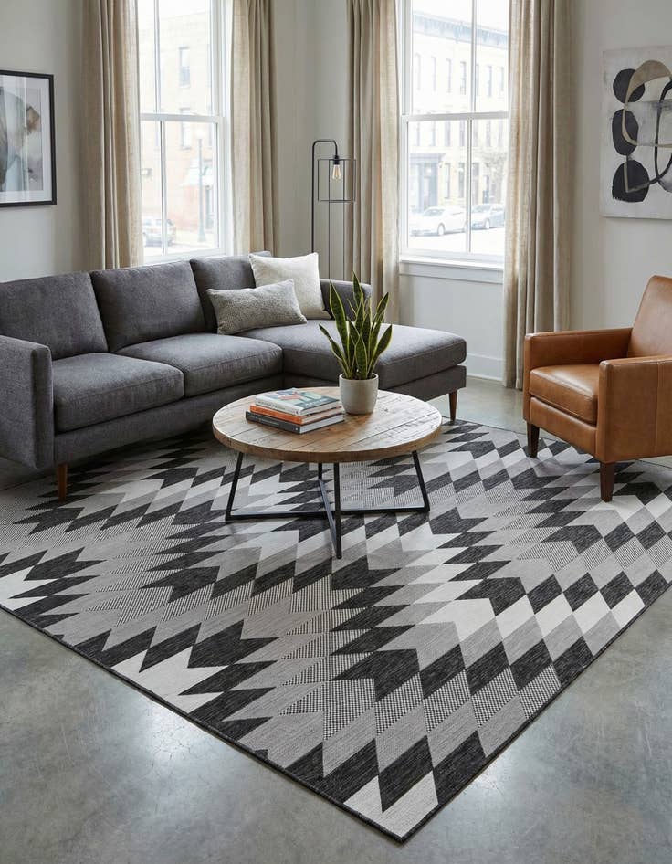 Detail image of  10' x 10'  Washable Modern Indoor / Outdoor Square Rug