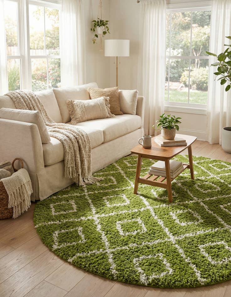 Detail image of 7' 10 x 7' 10 Trellis Shag Round Rug