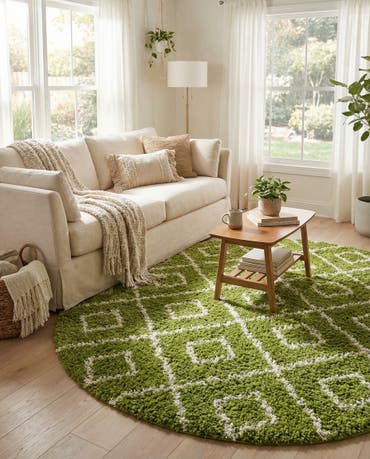  7' 10 x 7' 10 Lattice Shag Round Rug