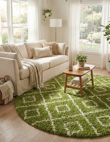 7' 10 x 7' 10 Lattice Shag Round Rug