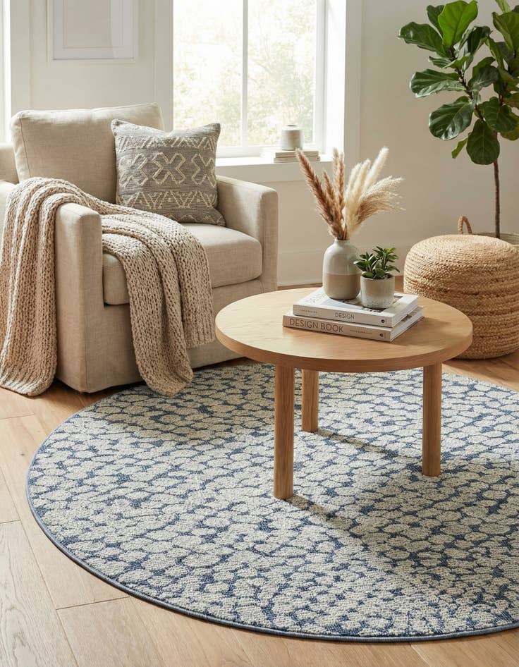 Detail image of 5' 3 x 5' 3  Washable Safari Indoor / Outdoor Round Rug