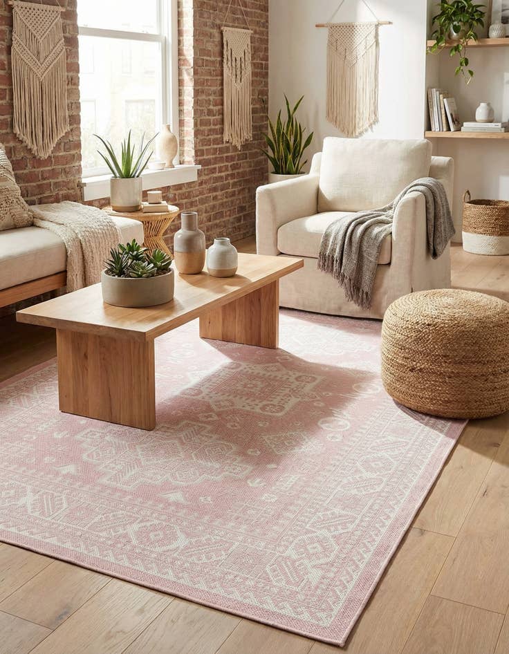 Detail image of 5' 3 x 8'  Washable Aztec Indoor / Outdoor Rug