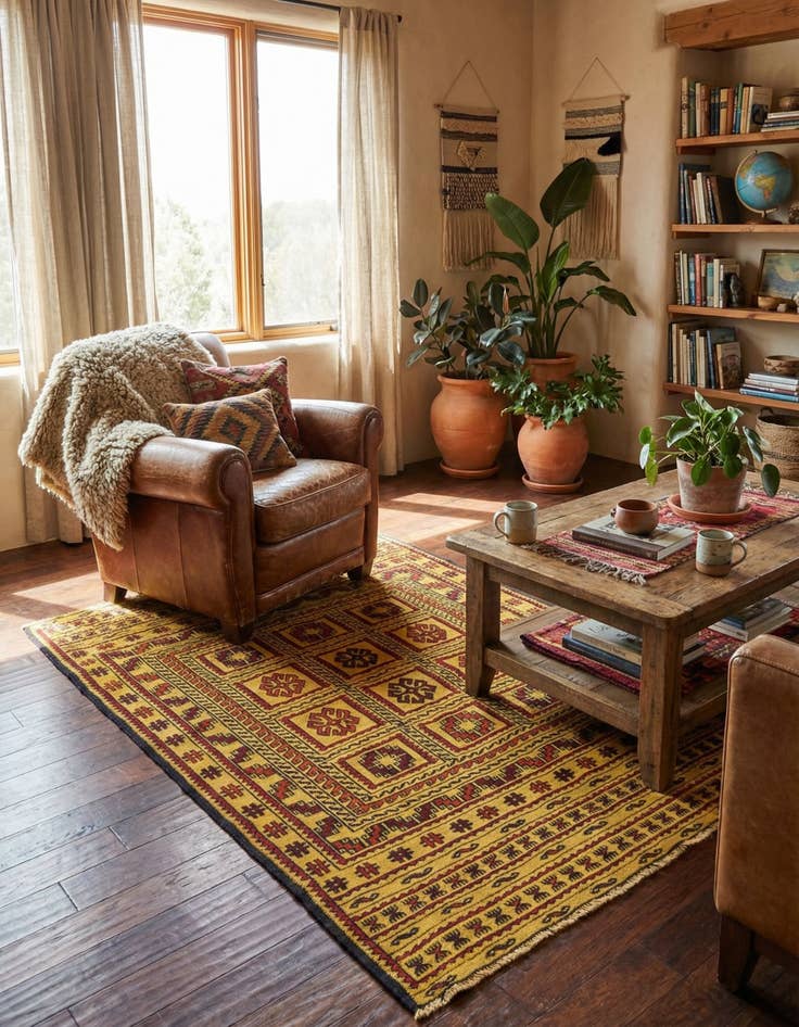 Detail image of 4' x 6' 2  Hand Woven Kilim Afghan Wool Rug