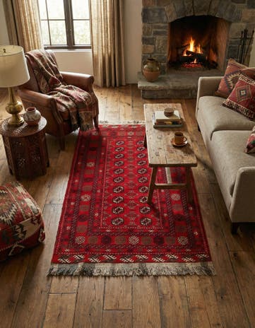 3' 4 x 6' 6 Hand Knotted Afghan Akhche Wool Rug
