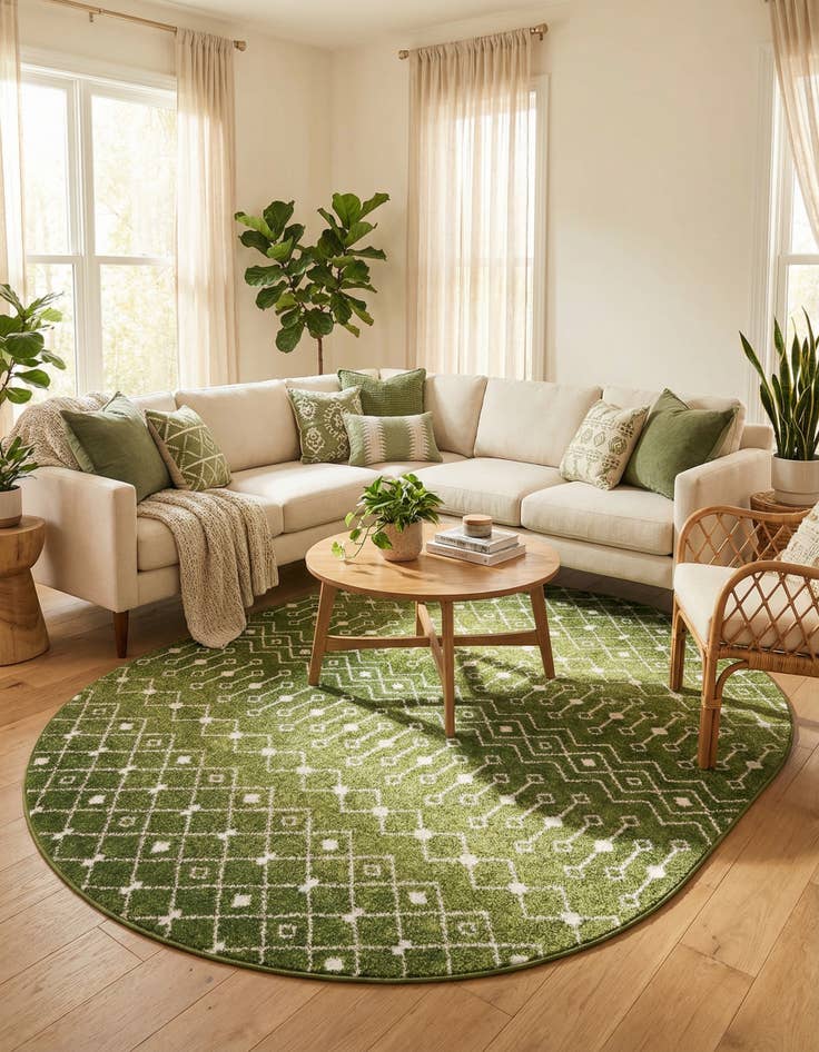 Detail image of  7' 10 x 10' Moroccan Trellis Oval Rug