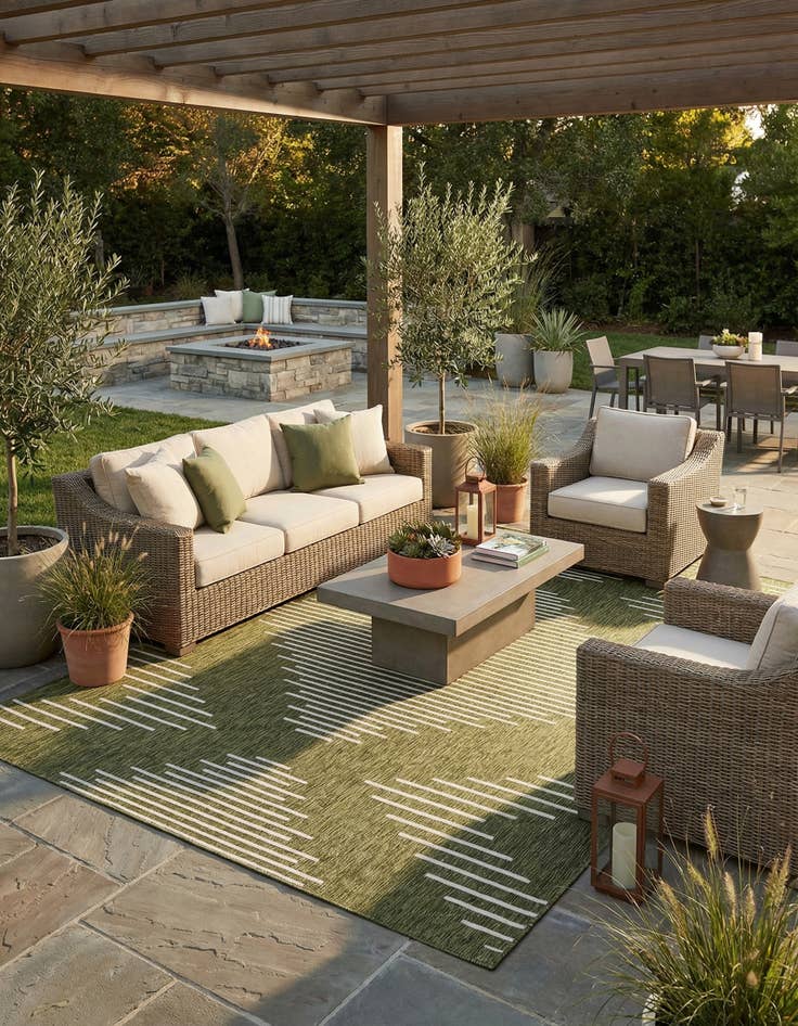 Detail image of 9' x 12'  Washable Modern Indoor / Outdoor Rug