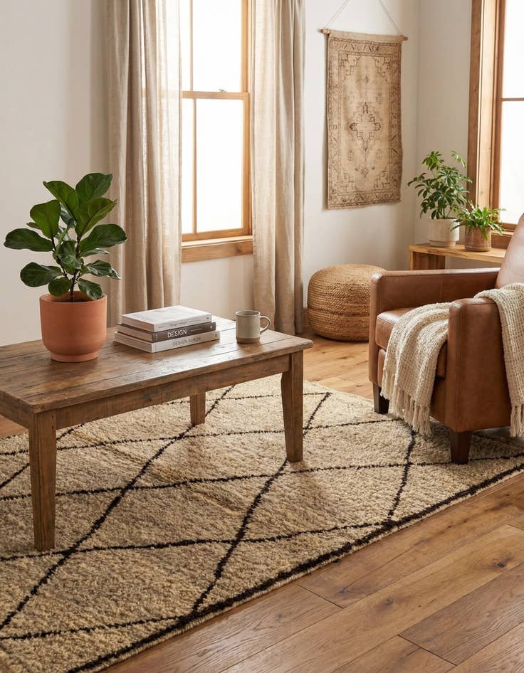 Detail image of 3' 6 x 4' 9  Hand Knotted Moroccan Wool Rug