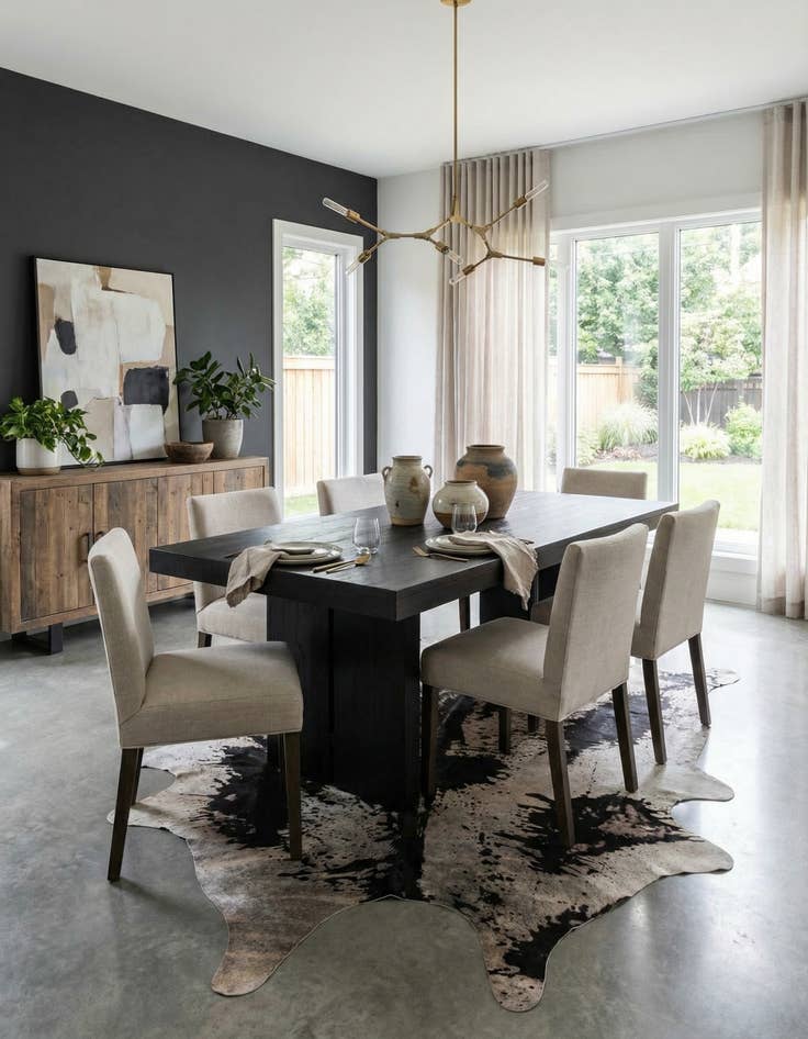 Detail image of 7' x 7' 5 Cowhide Leather Square Rug